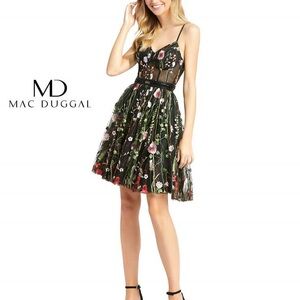 Mac Duggal Floral Black Dress